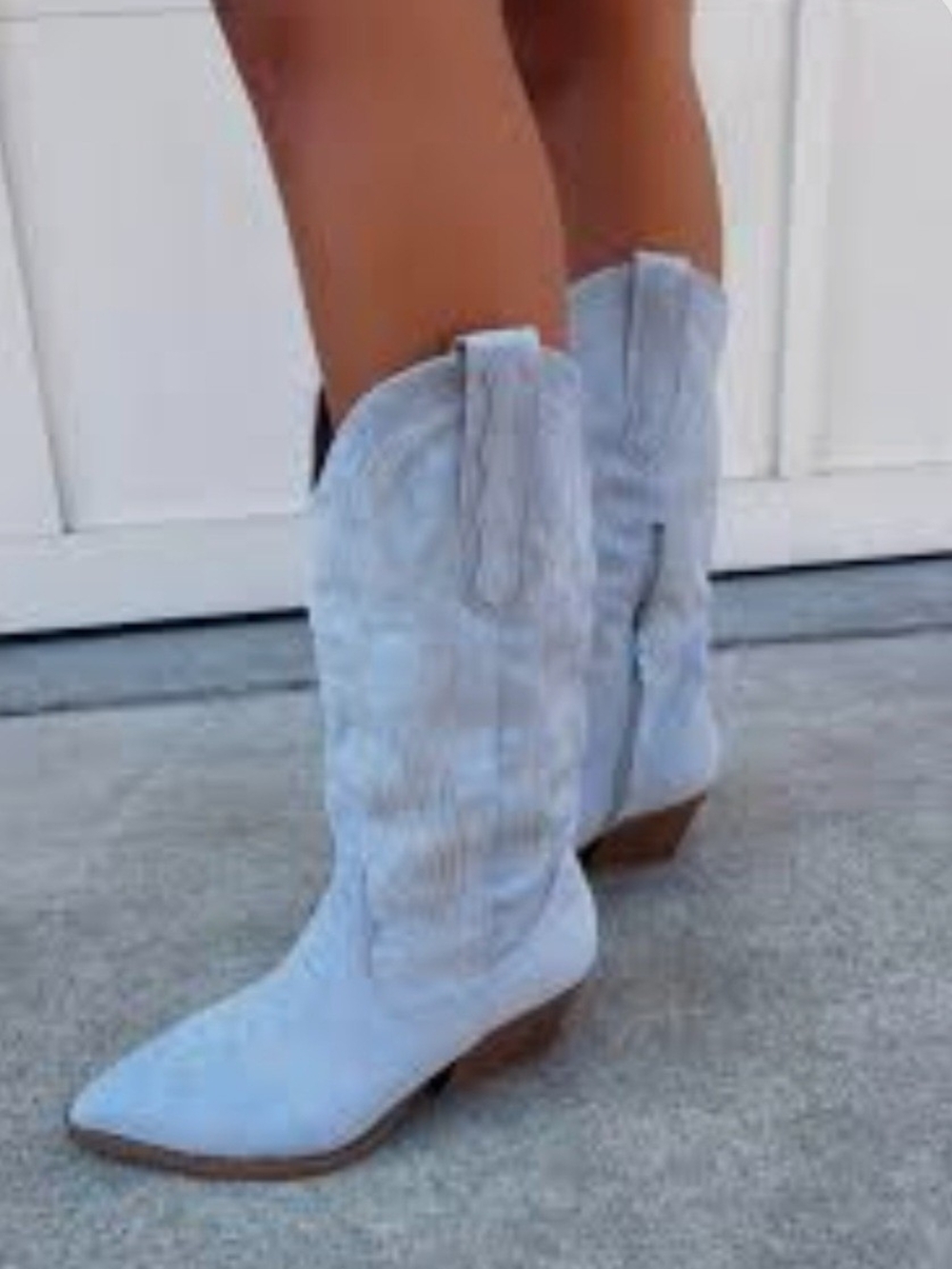 IUV Suede Classic Women's Light Blue Western Boots